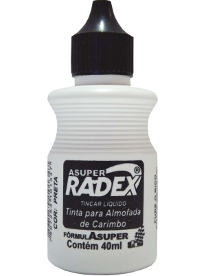 TINTA CARIMBO BORRACHA RADEX 40ML PRETA