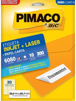 ETIQUETA 6080 - 2,54x6,67 - 300UN - PIMACO