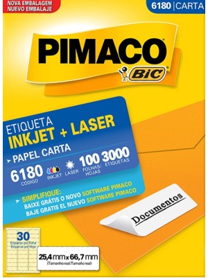 ETIQUETA 6180 - 2,54x6,67 - 3000UN - PIMACO