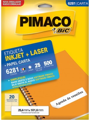ETIQUETA 6281 - 2,54x10,16 - 500UN - PIMACO