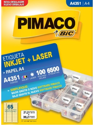 ETIQUETA A4351 - 2,12x3,82 - 6500UN - PIMACO