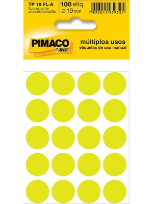 ETIQUETA TP 19 AMARELO FLUORESCENTE - 100UN - PIMACO