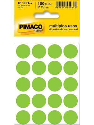 ETIQUETA TP 19 VERDE FLUORESCENTE - 100UN - PIMACO