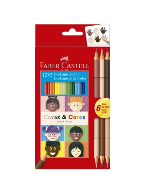 LÁPIS 12+3 CORES CARAS & CORES- FABER-CASTELL