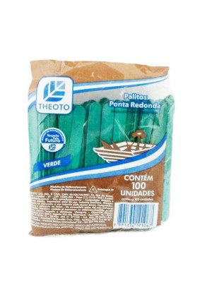 PALITO SORVETE REDONDO VERDE THEOTO 100UN.