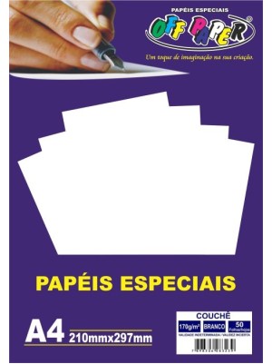 PAPEL COUCHÊ A4 BRANCO 170G - 50FLS