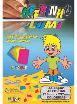 PAPEL OFFPINHO LUMI 5 CORES - 45FLS - OFF PAPER