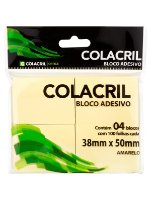 BLOCO ADESIVO AMARELO - 4UN - COLACRIL