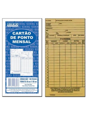 CARTÃO DE PONTO MENSAL - 100FLS - SÃO DOMINGOS
