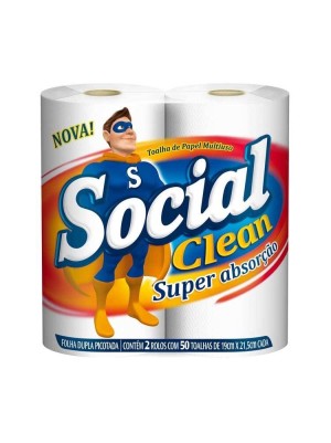 PAPEL TOALHA MULTIUSO - 50FLS - 2UN - SOCIAL CLEANS