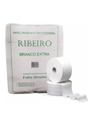 PAPEL HIGIÊNICO INSTITUCIONAL BRANCO EXTRA - 8UN - RIBEIRO