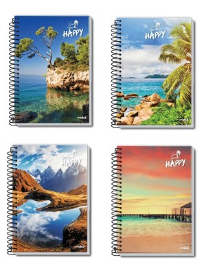 CADERNO 1/4 HAPPY ESPIRAL - 96FLS - CREDEAL