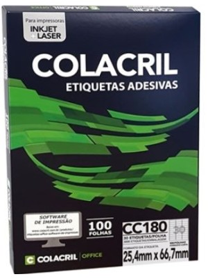 ETIQUETA ADESIVA CC180 - 2,54x6,67 - 3000UN - COLACRIL