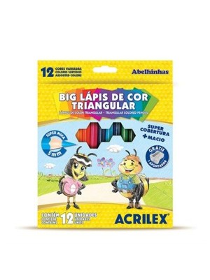 BIG LÁPIS DE COR TRIANGULAR 12 CORES - ACRILEX