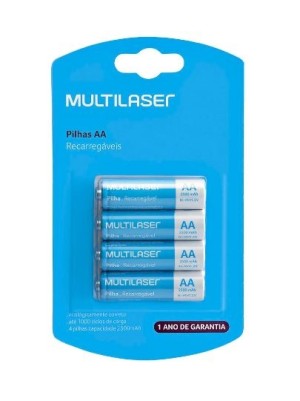 PILHA AA RECARREGÁVEL - 4UN - MULTILASER