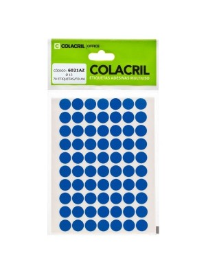 ETIQUETA REDONDA 13MM AZUL - 420UN - COLACRIL