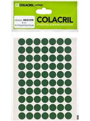ETIQUETA REDONDA 13MM VERDE - 420UN - COLACRIL