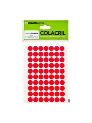 ETIQUETA REDONDA 13MM VERMELHA - 420UN - COLACRIL
