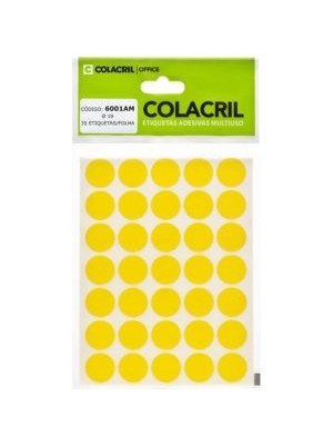 ETIQUETA REDONDA 19MM AMARELA - 210UN - COLACRIL