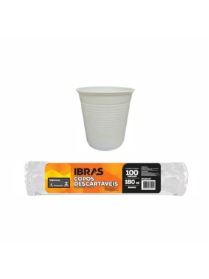 COPO DESCARTÁVEL BRANCO 180ML - 100UN - IBRAS