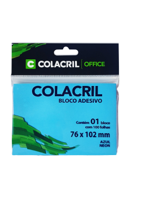 BLOCO REC.ADES.76X102 NEON AZUL 100FL COLACRIL