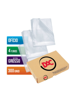 ENVELOPE PLÁSTICO OFÍCIO 4 FUROS REF.088 - 300UN - DAC