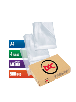 ENVELOPE PLÁSTICO A4 4 FUROS REF.178A4 - 500UN - DAC