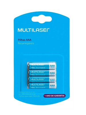 PILHA RECARREGAVEL AAA 1000MAH 4UN CB050 - MULTILASER