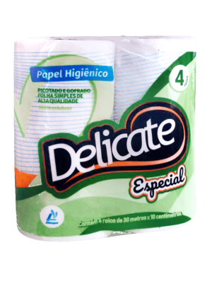 PAPEL HIGIÊNICO FOLHA SIMPLES 30M - 4UN - DELICATE