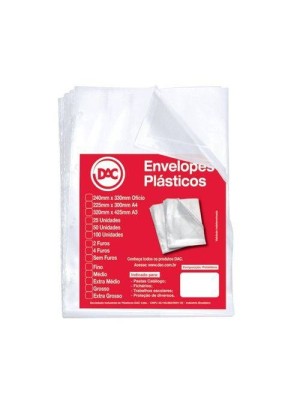ENVELOPE PLÁSTICO A3 4 FUROS - 50UN - DAC