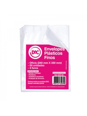 ENVELOPE PLÁSTICO OFÍCIO 4 FUROS - 100UN - DAC